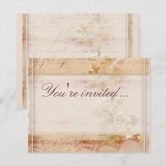 Invitation Conception de mariage vintage rétro (Devant / Derrière)