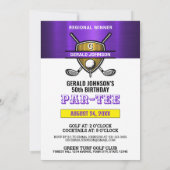 Invitation Conception de monogramme de golf de bouclier d'or  (Dos)