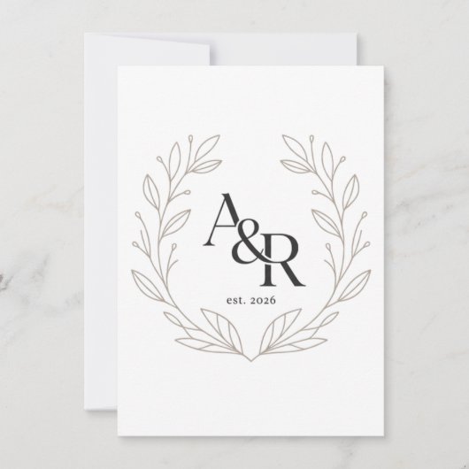Invitation Conception de monogramme de mariage luxueux minima (Devant)