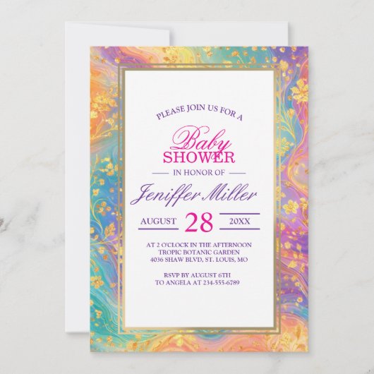 Invitation Conception de monogramme floral abstrait moderne p (Devant)