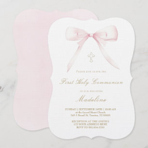Invitation conception de noeud papillon rose fille de premièr