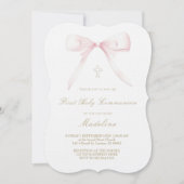Invitation conception de noeud papillon rose fille de premièr (Devant)