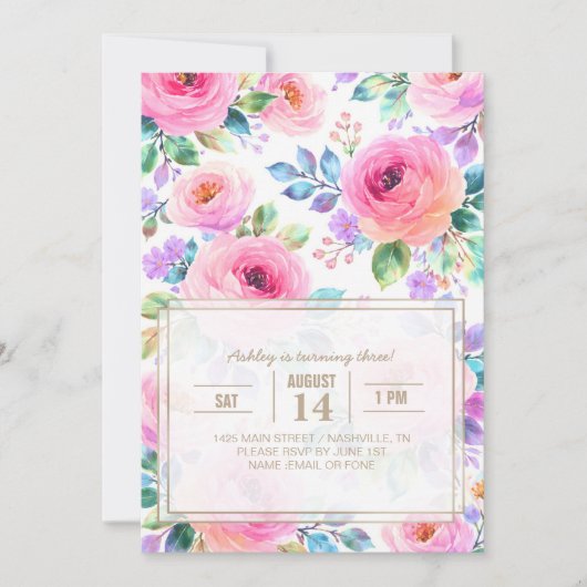 Invitation Conception de nom personnalisé florale boho lever  (Devant)