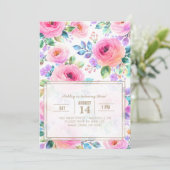 Invitation Conception de nom personnalisé florale boho lever  (Debout devant)