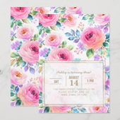 Invitation Conception de nom personnalisé florale boho lever  (Devant / Derrière)