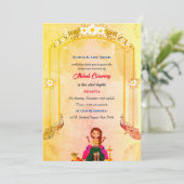 Invitation Conception de paon pour la cérémonie du mehndi de  (Debout devant)