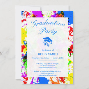 Invitation Conception de peinture éclaboussée colorée mignonn
