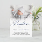 Invitation Conception de photo Bautizo de script blanc serein (Debout devant)