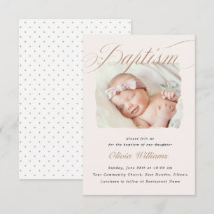 Invitation Conception de photo de baptême Taupe Blush doux