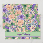 Invitation Conception de pickleball floral vintage (Devant / Derrière)