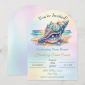Invitation Conception de plage océanique de coquillage glamou (Devant / Derrière)