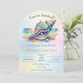 Invitation Conception de plage océanique de coquillage glamou (Debout devant)