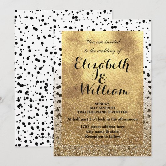 Invitation Conception de points de confettis et d'or faux (Devant / Derrière)