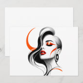 Invitation Conception de portrait de femme abstraite de luxe (Devant / Derrière)