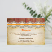 Invitation conception de réception de mariage en bois et dent (Debout devant)