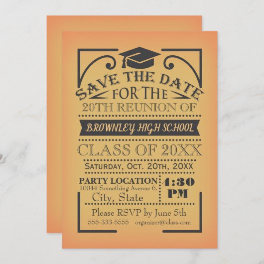 Invitation Conception de réunion de classe. (Devant / Derrière)