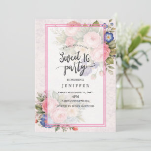Invitation Conception de rose florale personnalisée vintage r