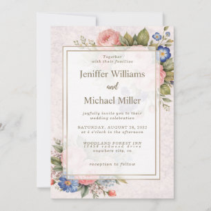 Invitation Conception de rose florale personnalisée vintage r