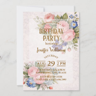 Invitation Conception de rose florale personnalisée vintage r