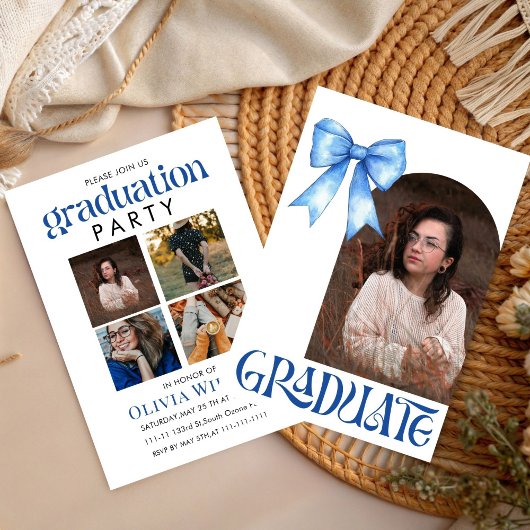 Invitation Conception de ruban bleu simple pour la remise des