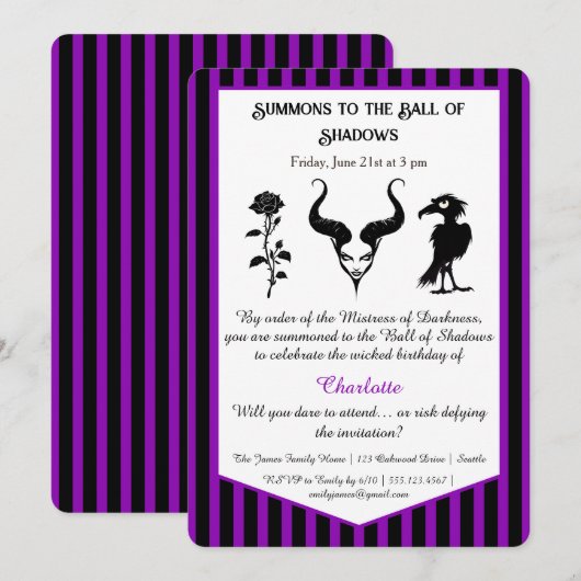Invitation Conception de script d'anniversaire Dark Fantasy S (Devant / Derrière)