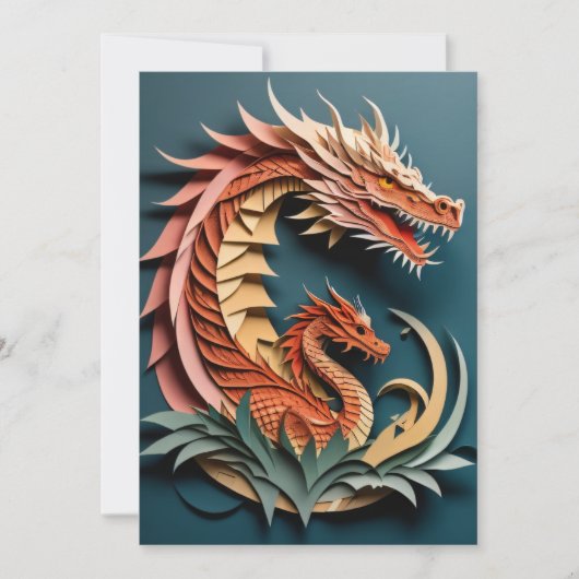 Invitation Conception de T-shirt Dragon en papier 3D (Devant)