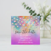 Invitation Conception de taches de coeur colorées (Debout devant)