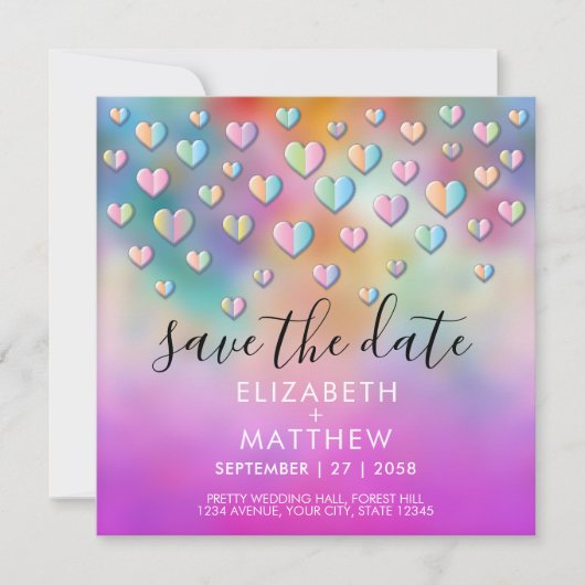 Invitation Conception de taches de coeur colorées (Devant)