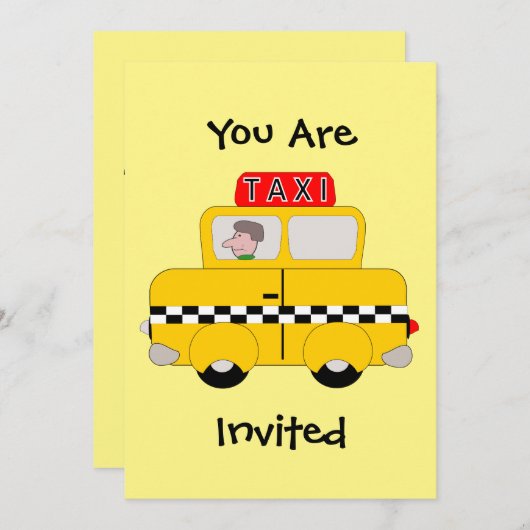 Invitation Conception de taxi jaune (Devant / Derrière)