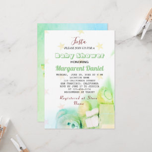 Invitation Conception de Teddy pour Baby Shower en Marbre Bla
