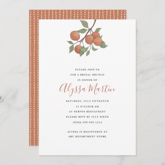 Invitation Conception de tige de citrus à l'aquarelle élégant (Devant / Derrière)