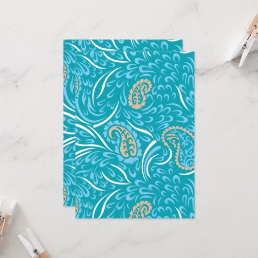 Invitation Conception de tissu turquoise complexe avec motif (Devant/Arrière en situation)
