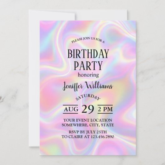 Invitation Conception de tourbillon holographique pastel vibr (Devant)