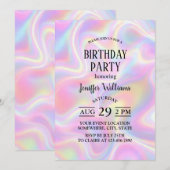 Invitation Conception de tourbillon holographique pastel vibr (Devant / Derrière)