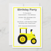 Invitation Conception de Tracteur Jaune Fête d'anniversaire p (Devant)