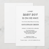 Invitation Conception de typographie pour Baby Shower minimal (Devant / Derrière)