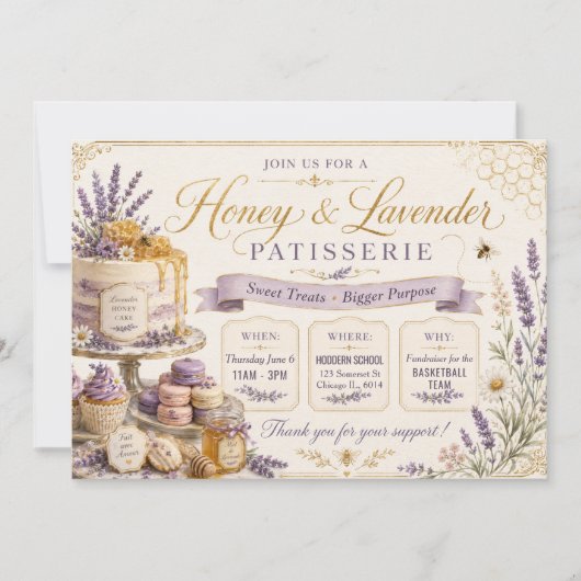Invitation Conception de vente de pâtisseries au miel et à la (Devant)