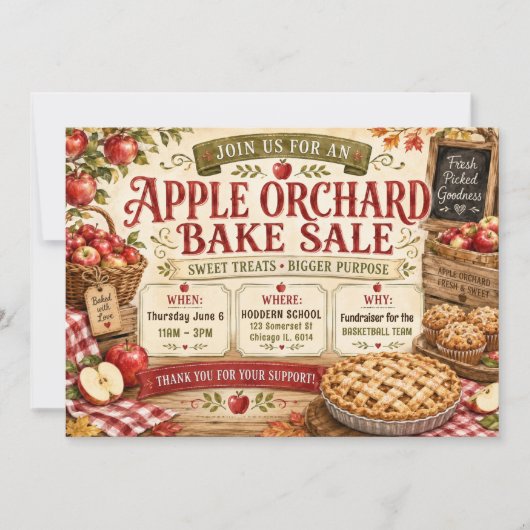 Invitation Conception de vente de pâtisseries au verger de po (Devant)