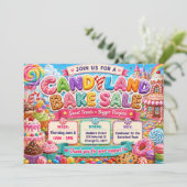 Invitation Conception de vente de pâtisseries Candyland (Debout devant)