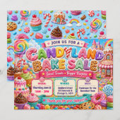 Invitation Conception de vente de pâtisseries Candyland (Devant / Derrière)