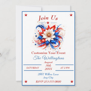 Invitation Conception d'éclatement d'étoile florale patriotiq