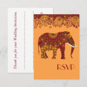 Invitation Conception d'éléphant indien décoré orné (Devant / Derrière)