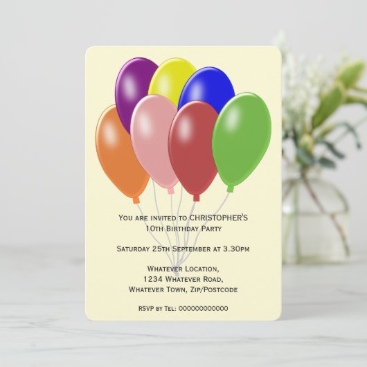 Invitation Conception des ballons fête d'anniversaire (Debout devant)