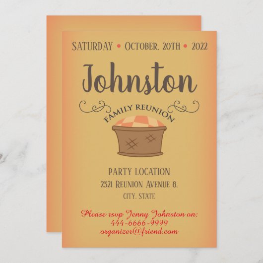 Invitation Conception des dates de réunion familiale (Devant / Derrière)