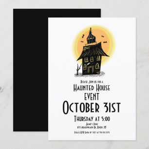 Invitation Conception dessinée à la main de maison hantée Hal