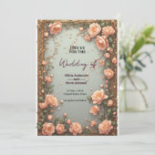 Invitation 🌸 Conception d'informations de mariage florales m (Debout devant)