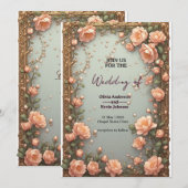 Invitation 🌸 Conception d'informations de mariage florales m (Devant / Derrière)