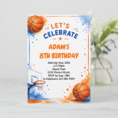 Invitation Conception d'invitation d'anniversaire de basketba (Debout devant)