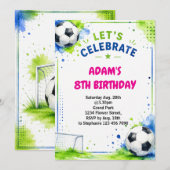 Invitation Conception d'invitation d'anniversaire de football (Devant / Derrière)