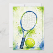 Invitation Conception d'invitation d'anniversaire de tennis à (Dos)